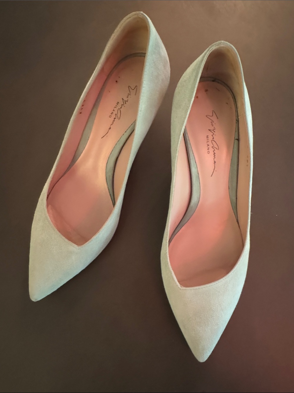Giorgio Armani Mint Green Suede Pointed-Toe Pumps